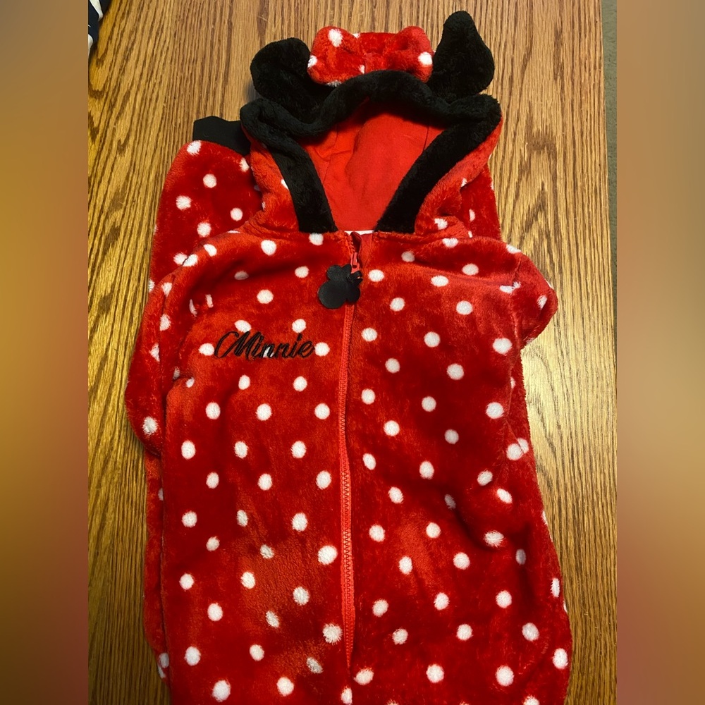 Disney Minnie Mouse Polka Dot Fleece Onesie - Youth Size 8